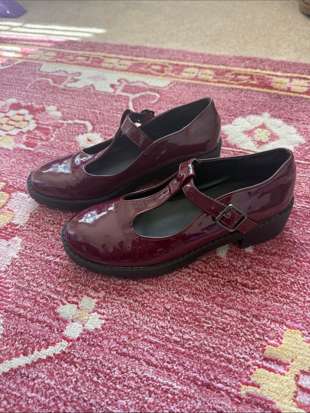 Kids Steve Madden Burgundy Patent Mary-Jane Mules
